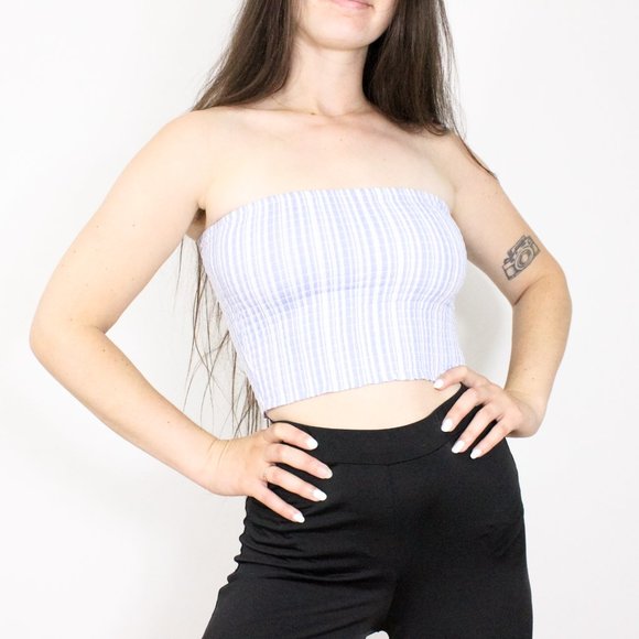 *Dynamite Blue & White Tube Top XS - Picture 1 of 5